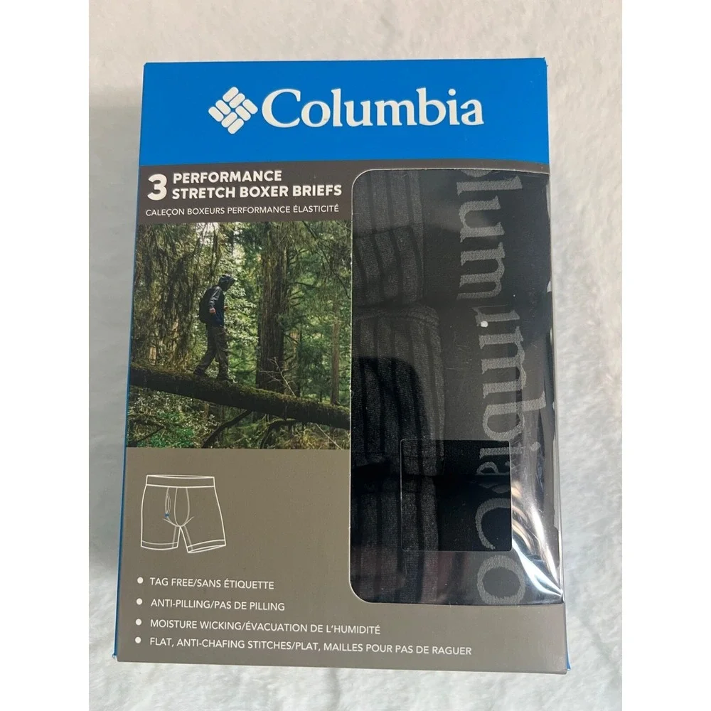 Mens Columbia Performance Stretch Boxer Brief 3 Pack XXL New